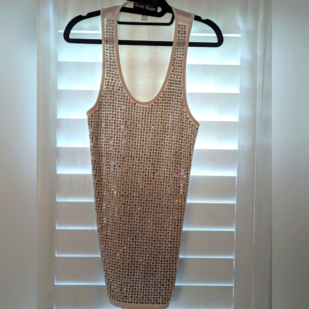 Women's M Jeweled Wife Beater Huge Crystals